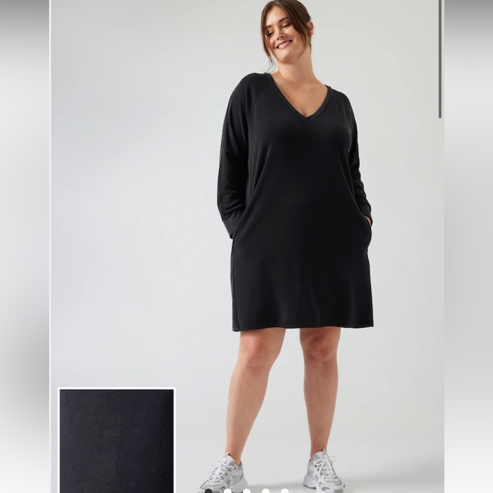 ATHLETA SEASOFT LONG SLEEVE DRESS NEW WITH TAGS IN BLACK - Picture 2 of 11